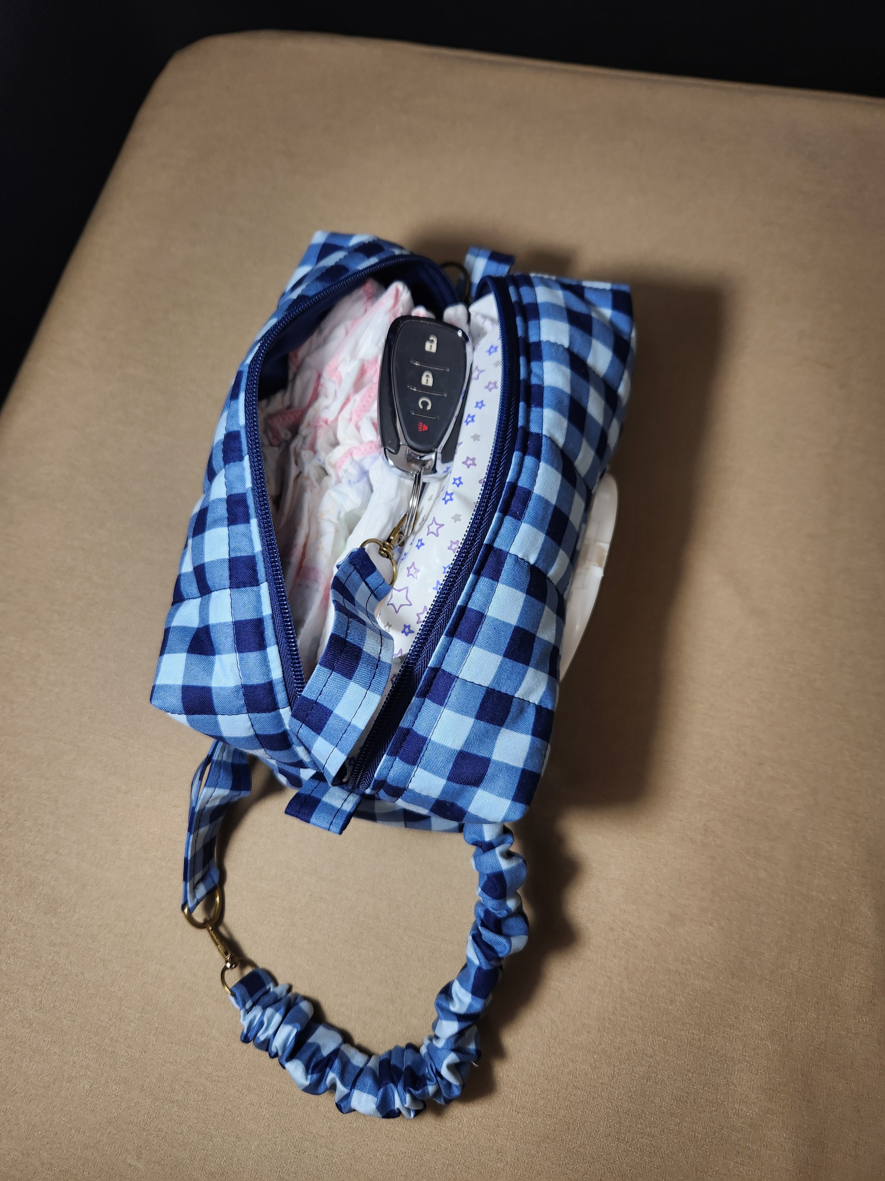 Blue Gingham Diaper Bag