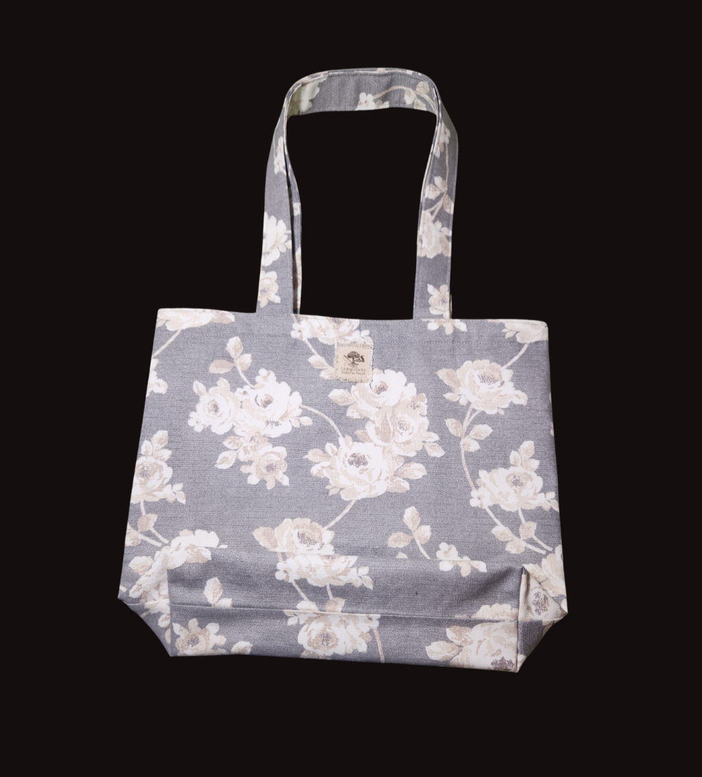 Grey Floral Tote