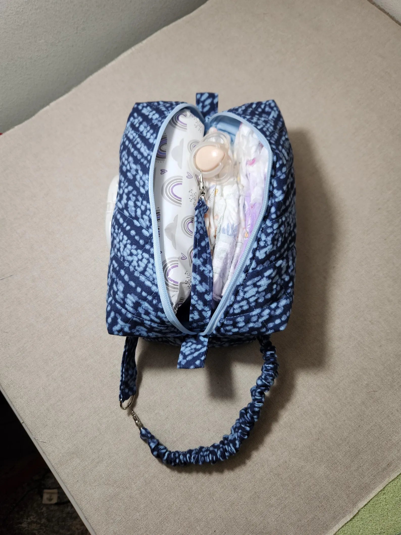 Quilted Geometric Diaper & Wipes Pouch