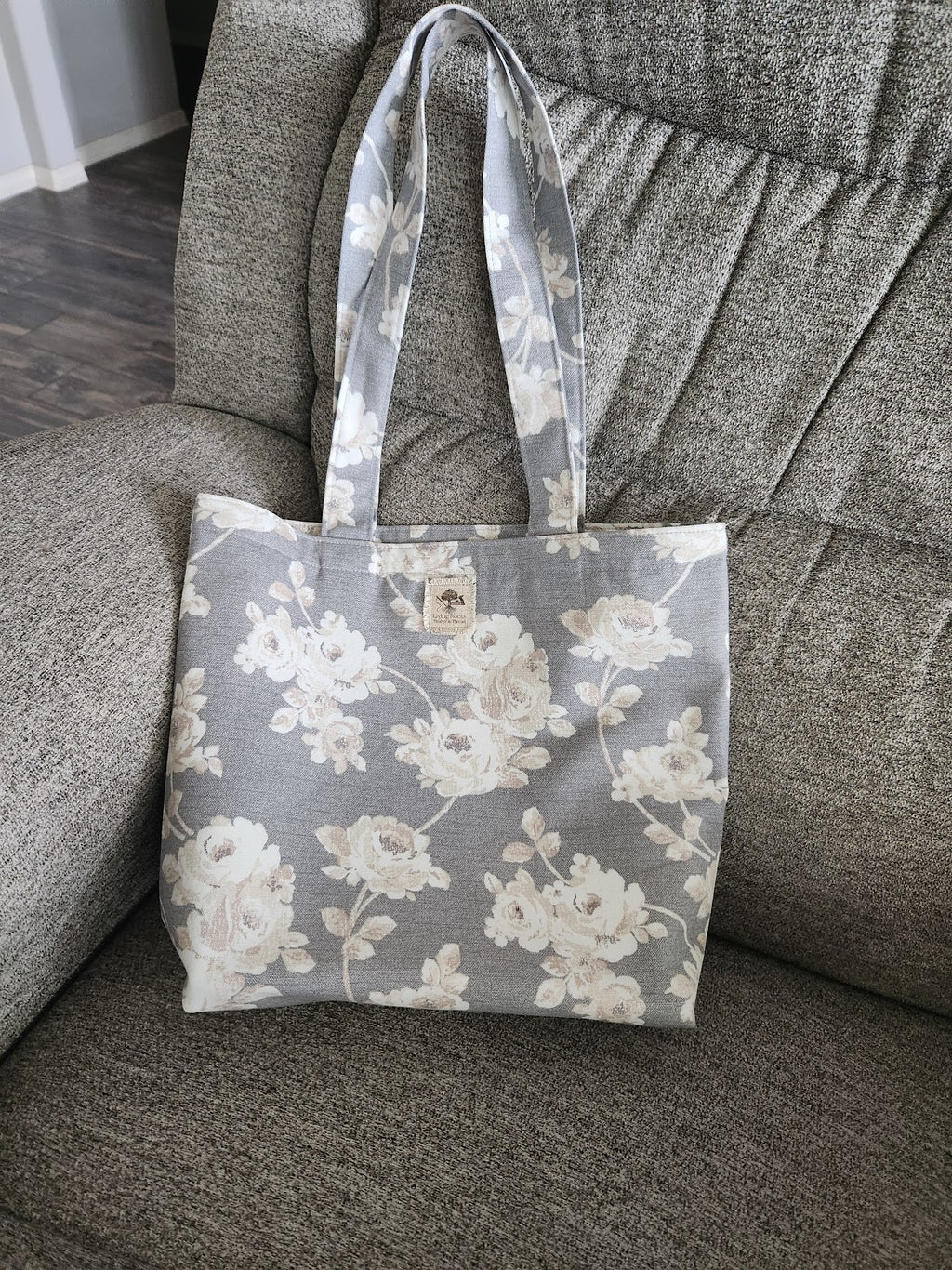 Grey Floral Tote