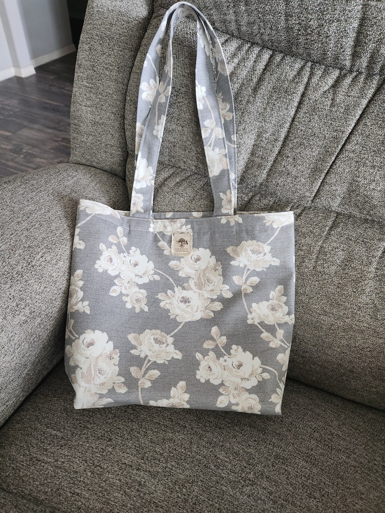 Grey Floral Tote