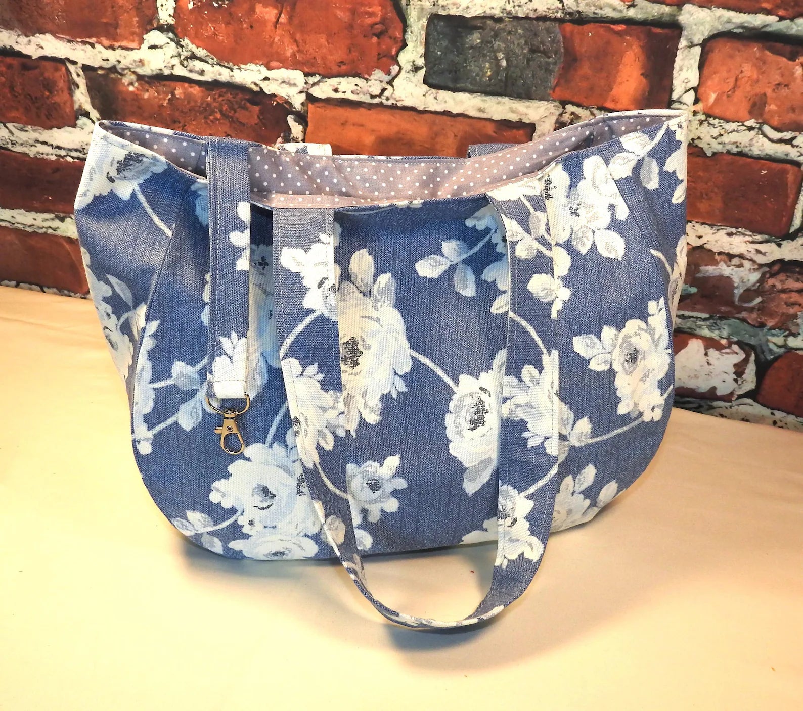 Floral Denim Shoulder Bag