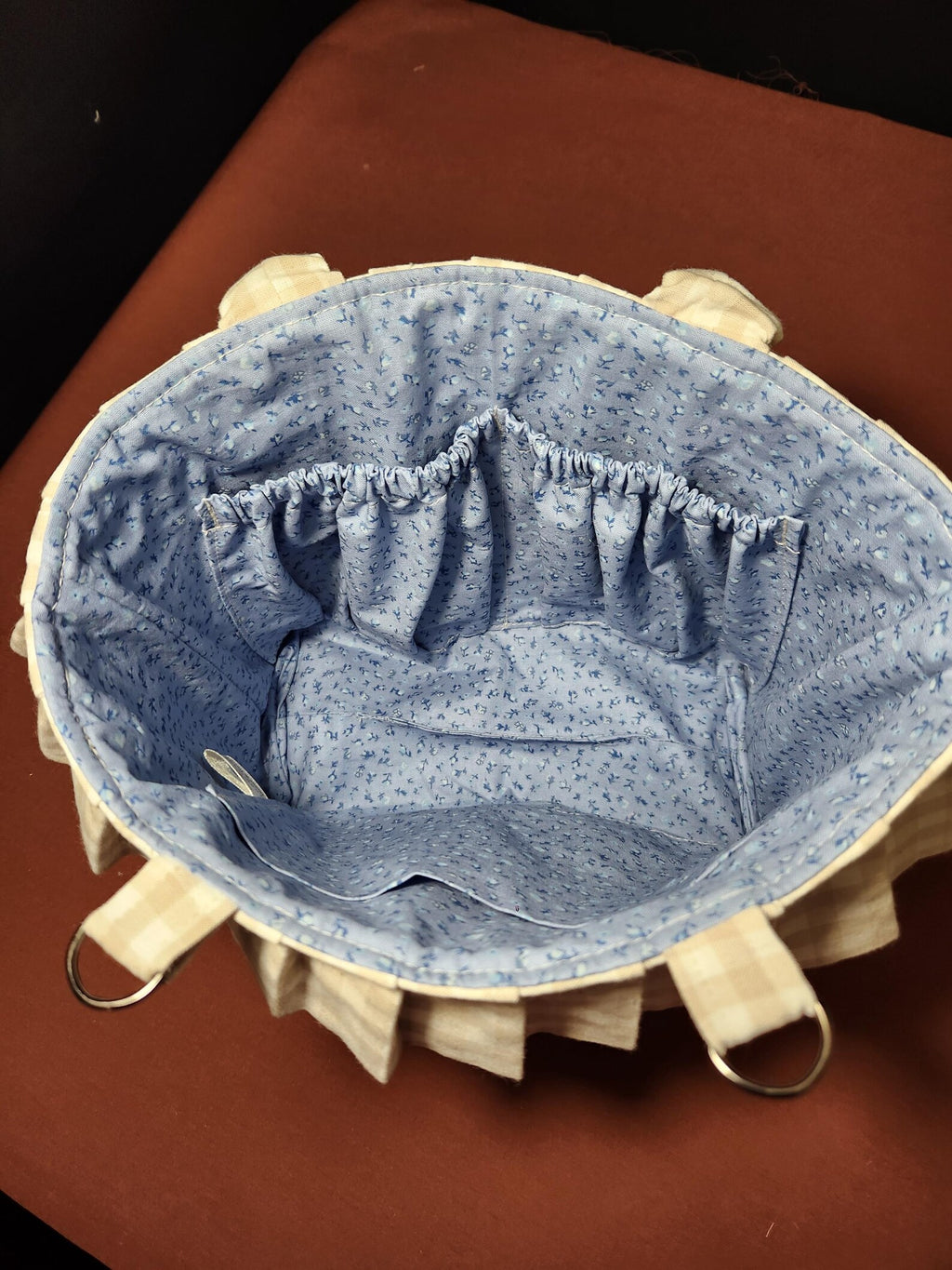 Tan Gingham Stroller Caddy