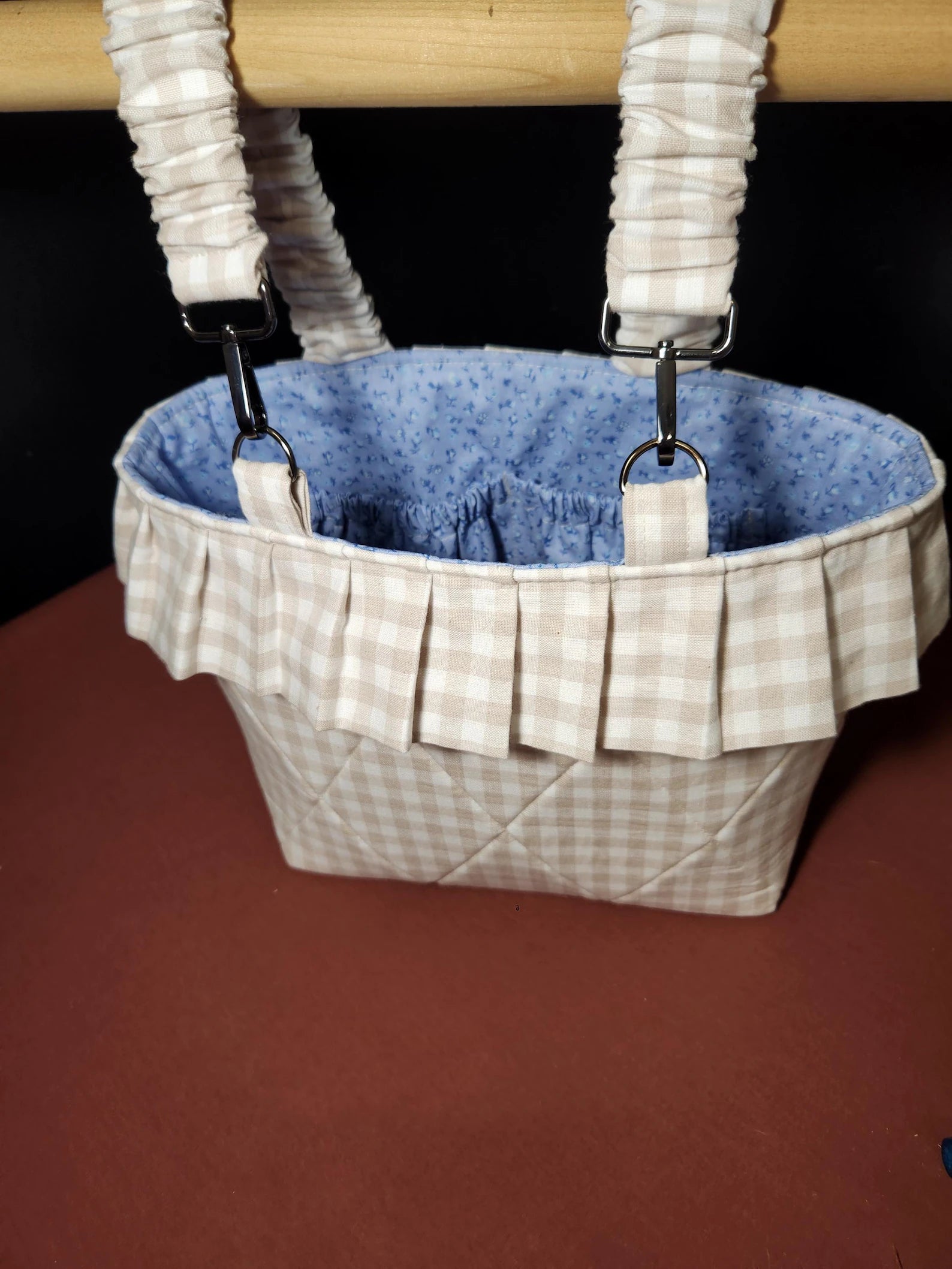Tan Gingham Stroller Caddy