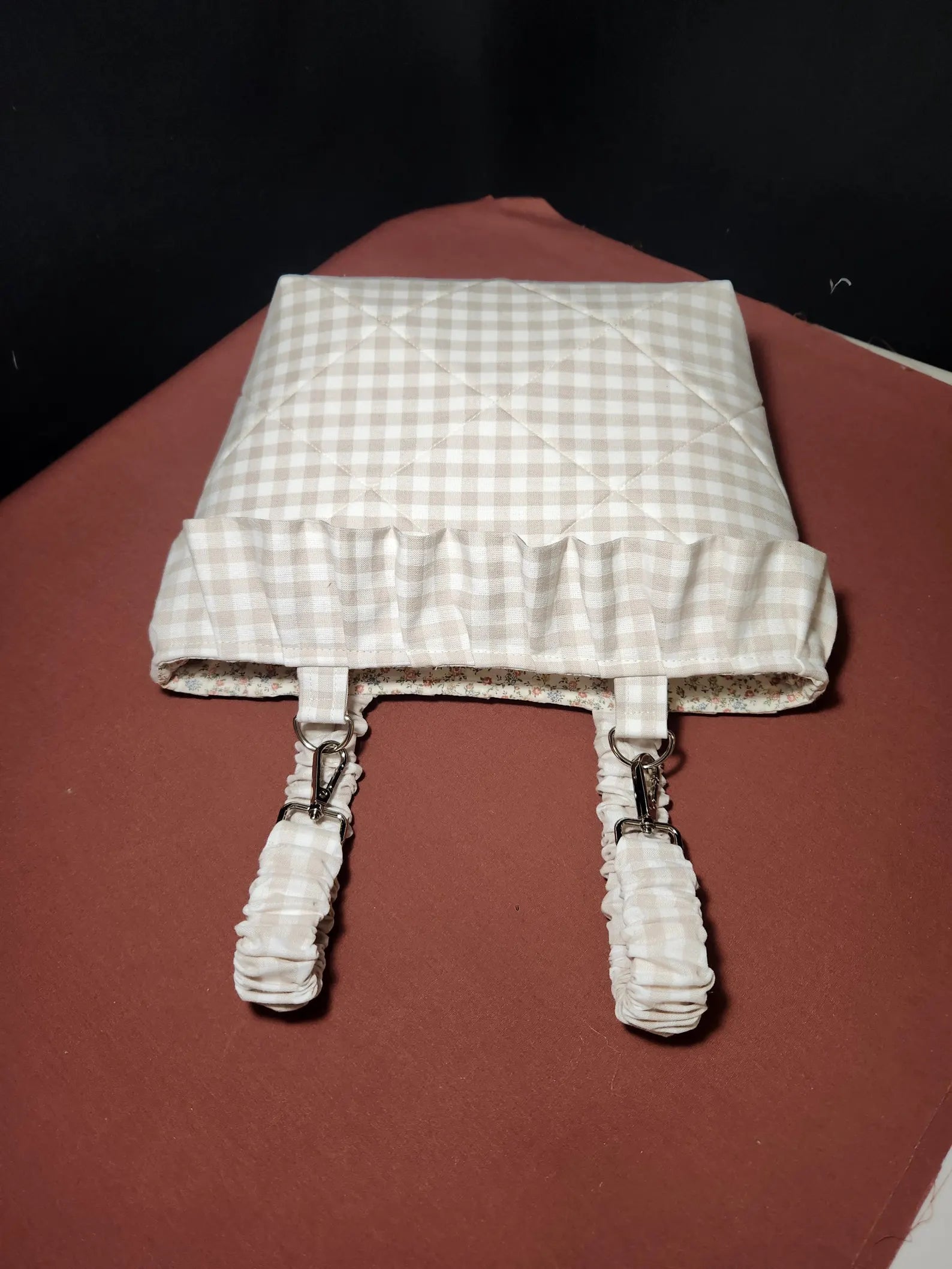 Tan Gingham Stroller Caddy